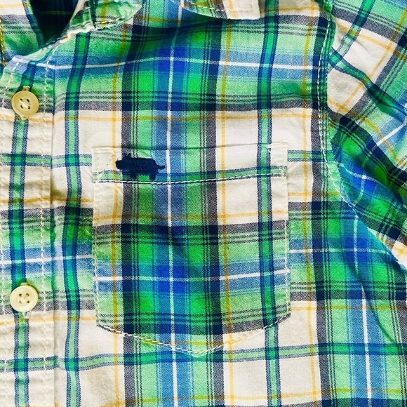 Carter’s casual plaid green white cotton shirt buttons down, long sleeves Boy 3T - Picture 7 of 9